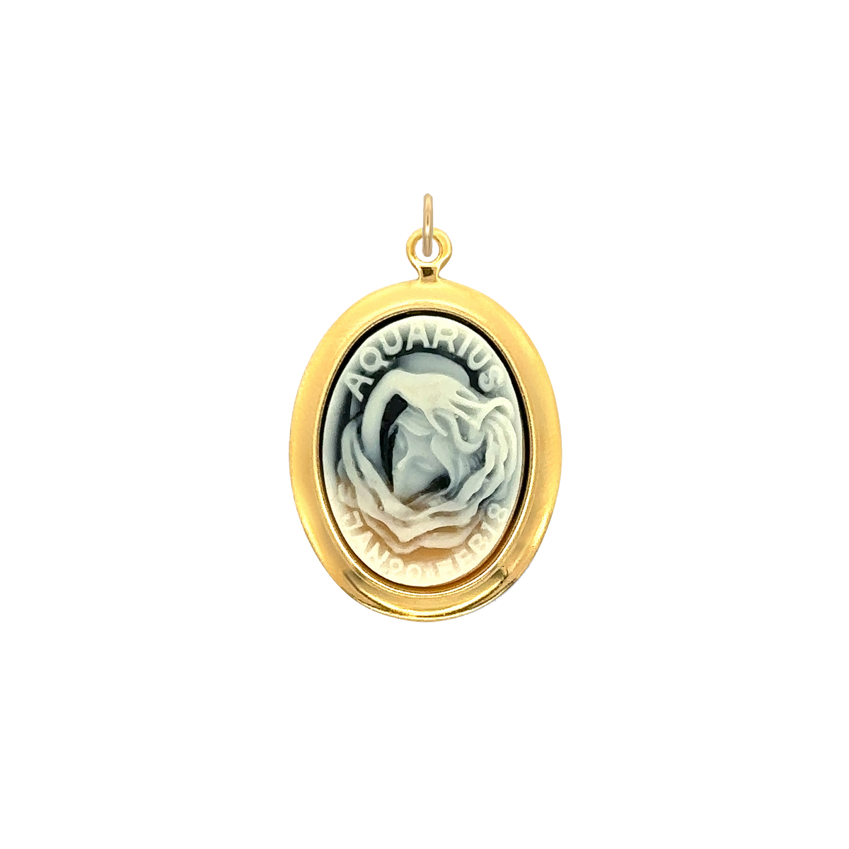 Aquarius Vintage Cameo Charm Black Brass