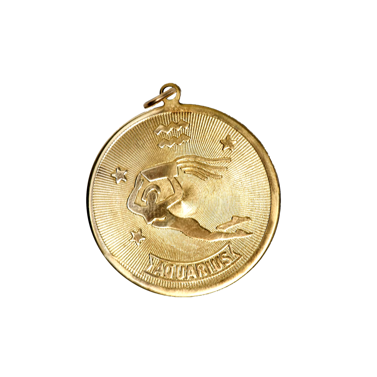 Aquarius Vintage Circle Charm Brass