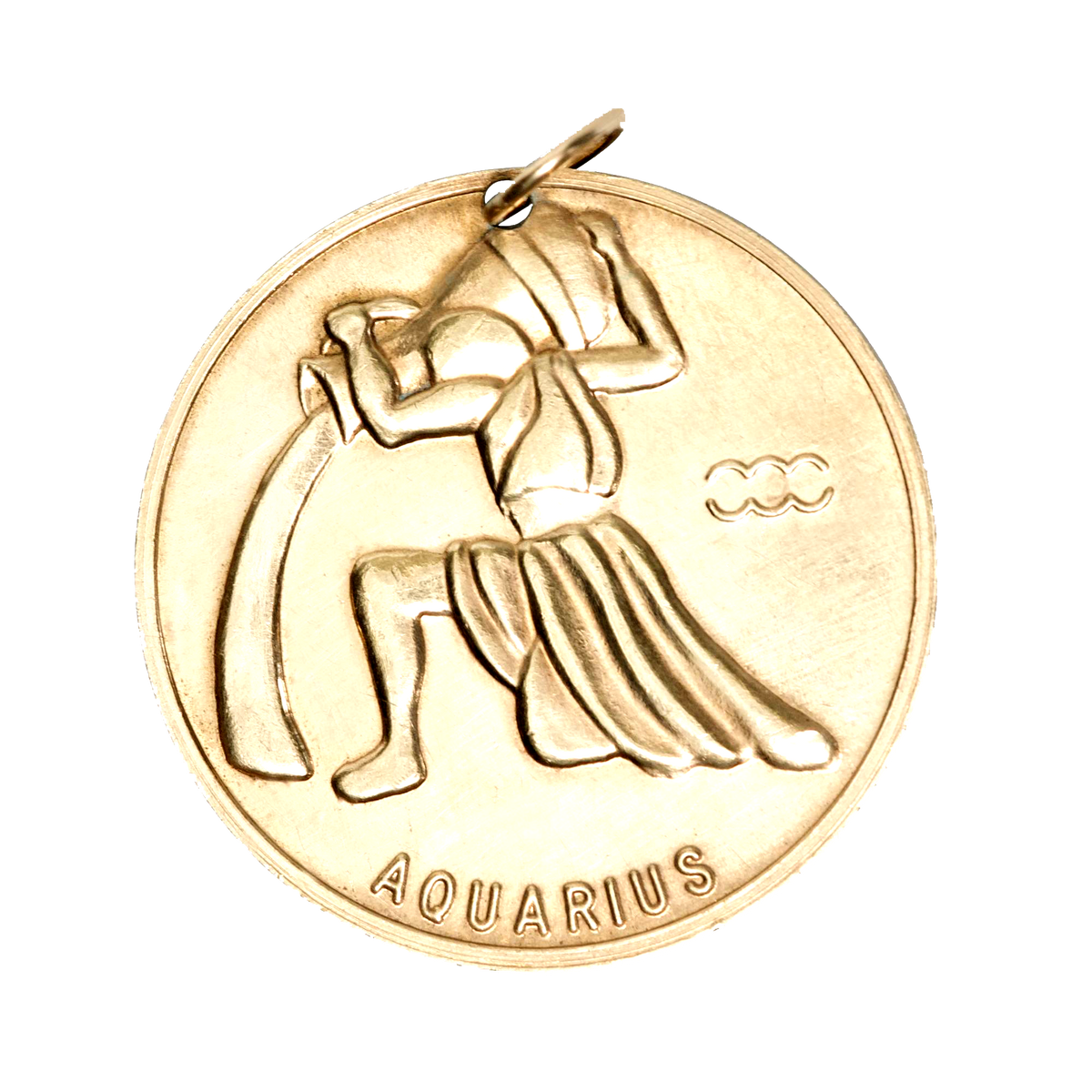 Aquarius Vintage Coin Charm Brass