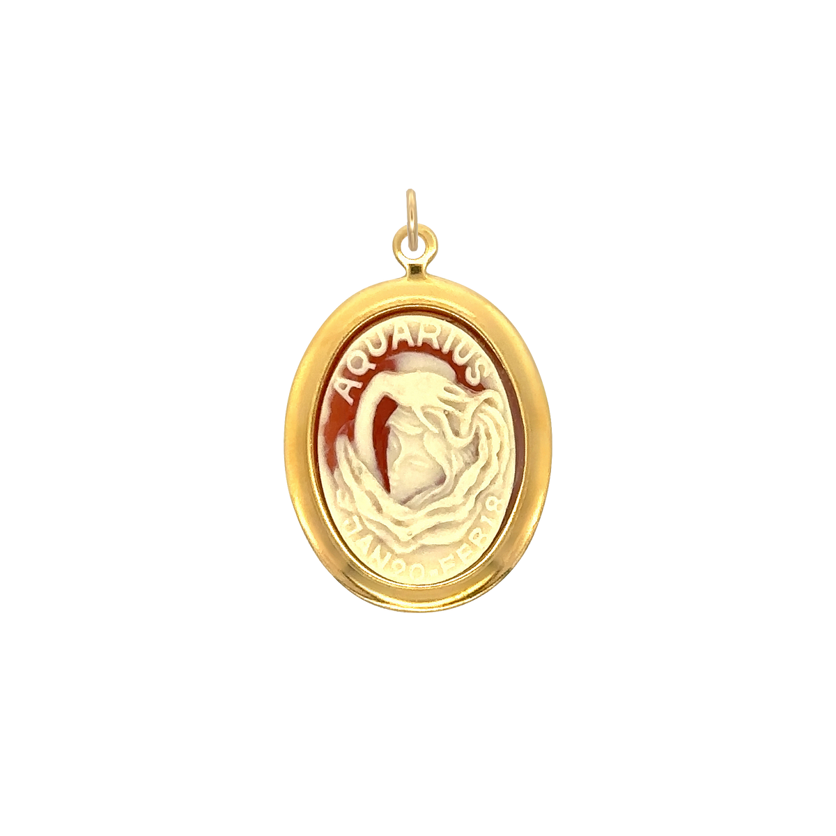 Aquarius Vintage Cameo Charm Brass