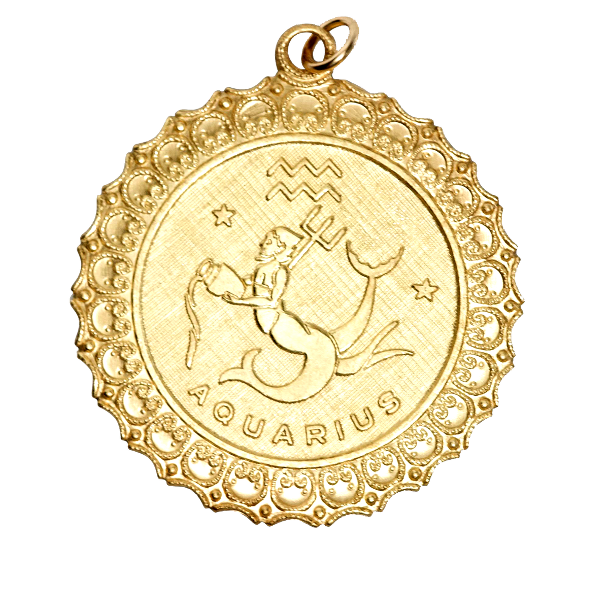 Aquarius Vintage Scalloped Charm Brass
