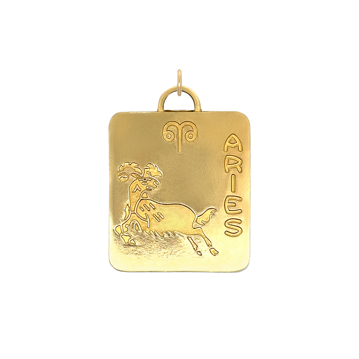 Aries Vintage Dog Tag Charm Brass