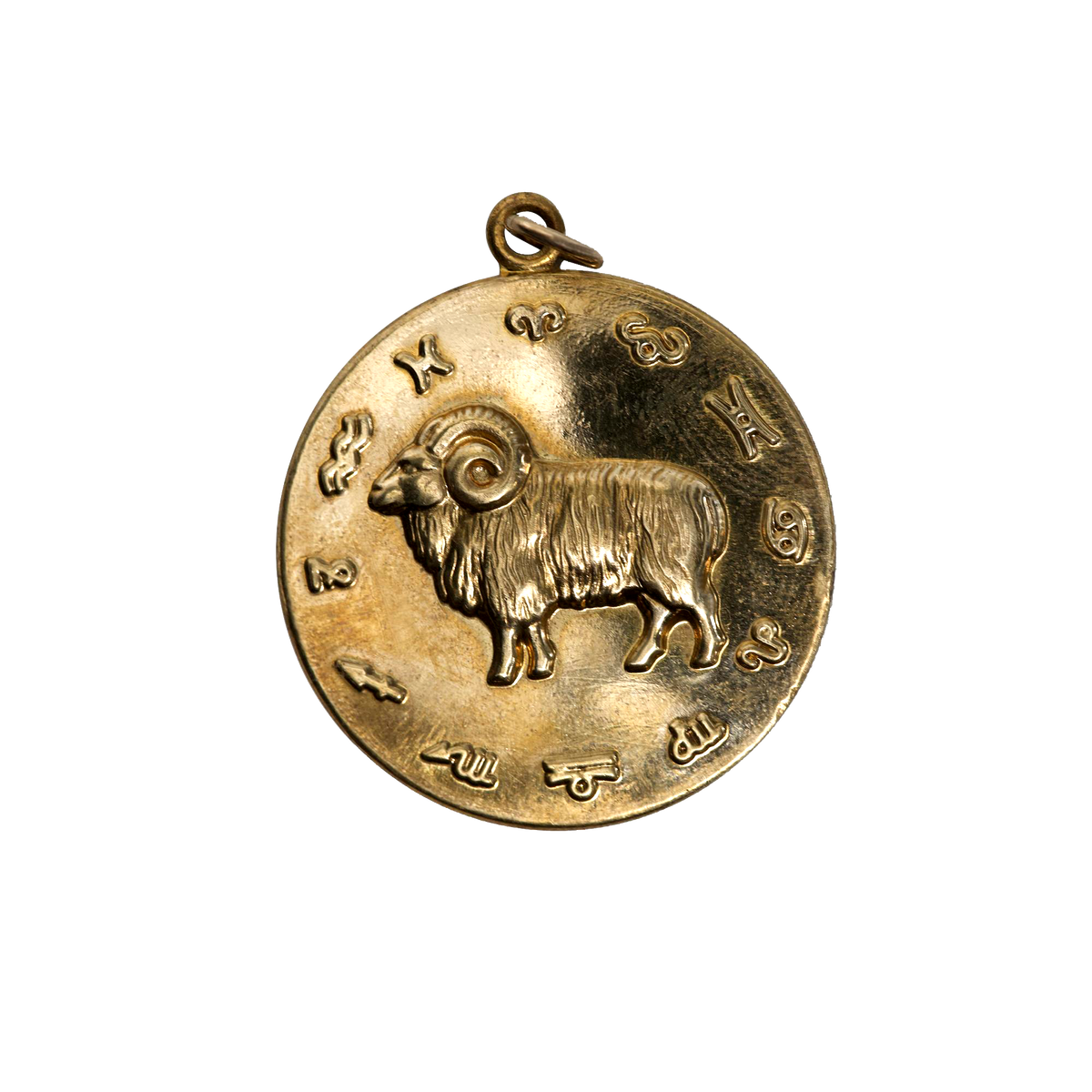 Aries Vintage Embossed Charm Brass
