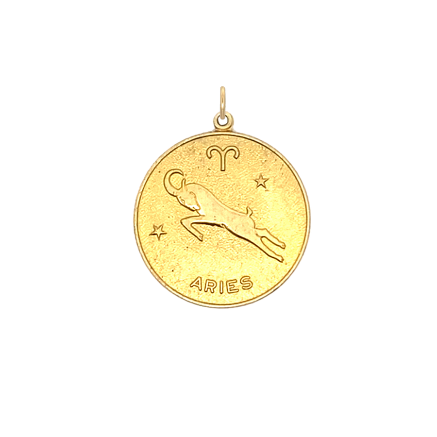 Aries Vintage Star Zodiac Charm Brass