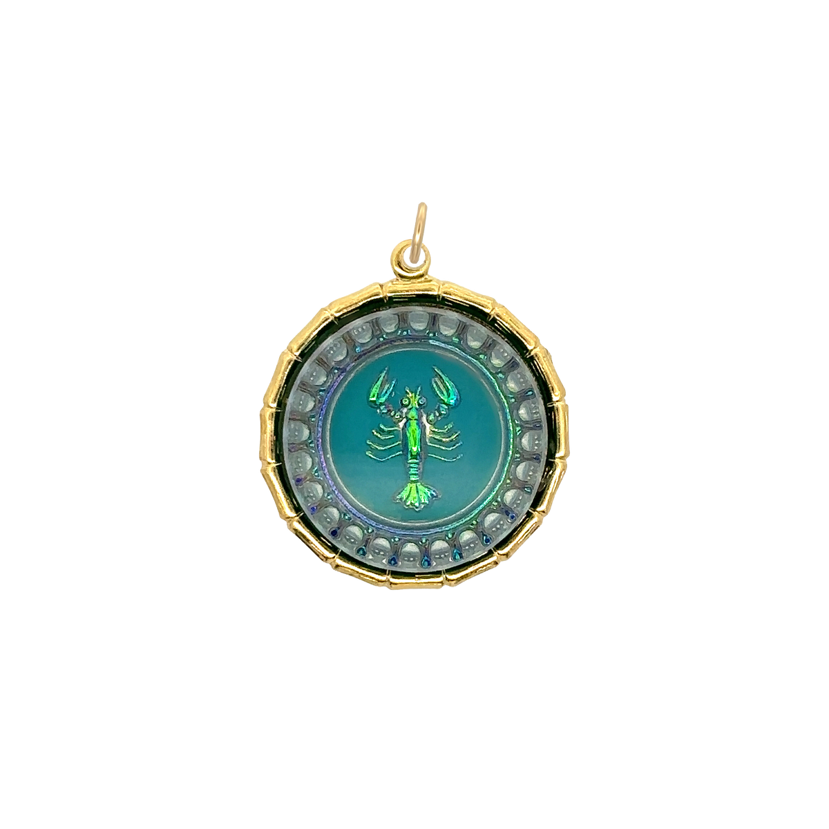 Cancer Vintage Iridescent Charm Brass