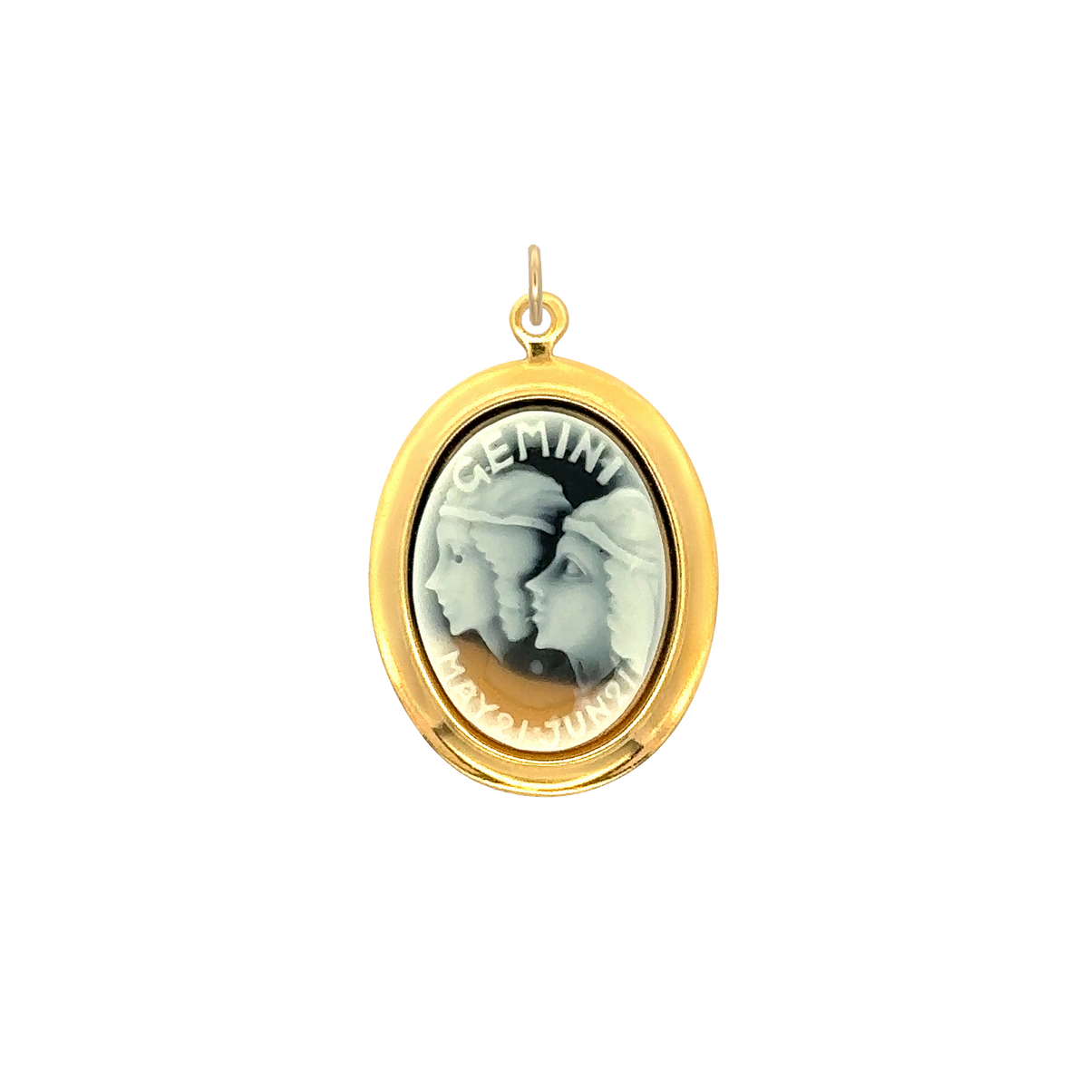 Gemini Vintage Cameo Charm Black Brass