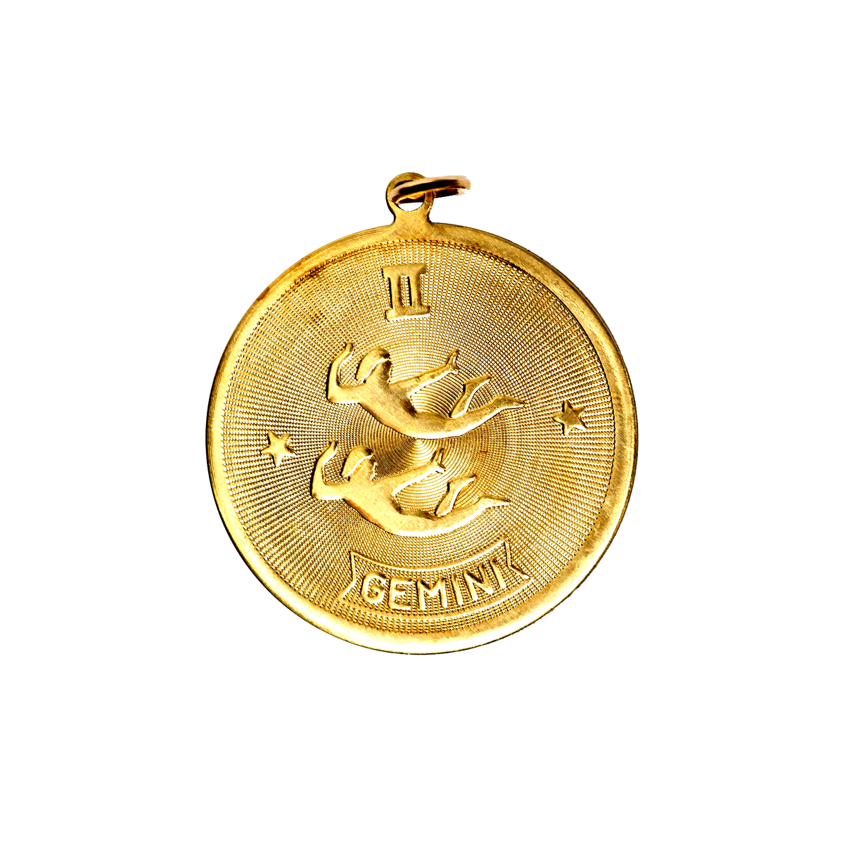 Gemini Vintage Circle Charm Brass