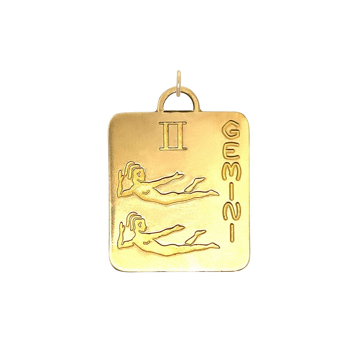 Gemini Vintage Dog Tag Charm Brass