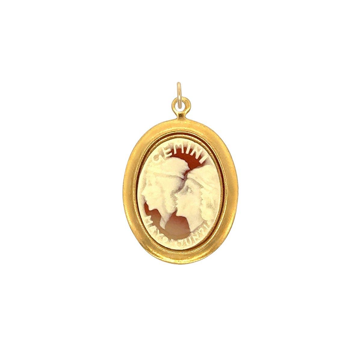 Gemini Vintage Cameo Charm Brass