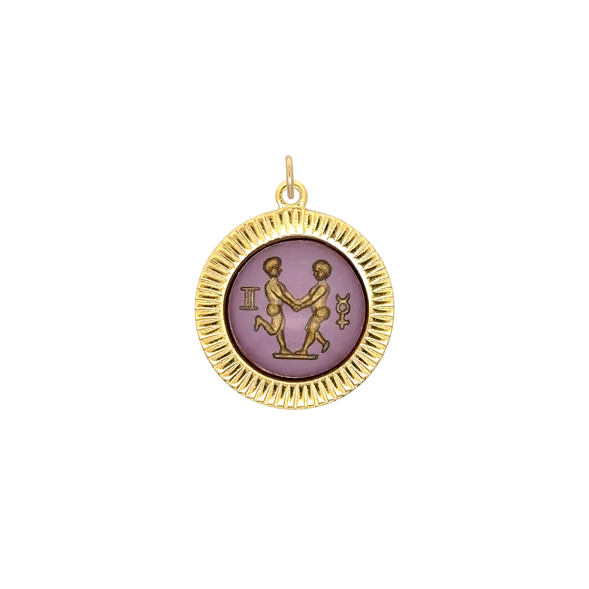 Gemini Vintage Glass Charm Small Frame