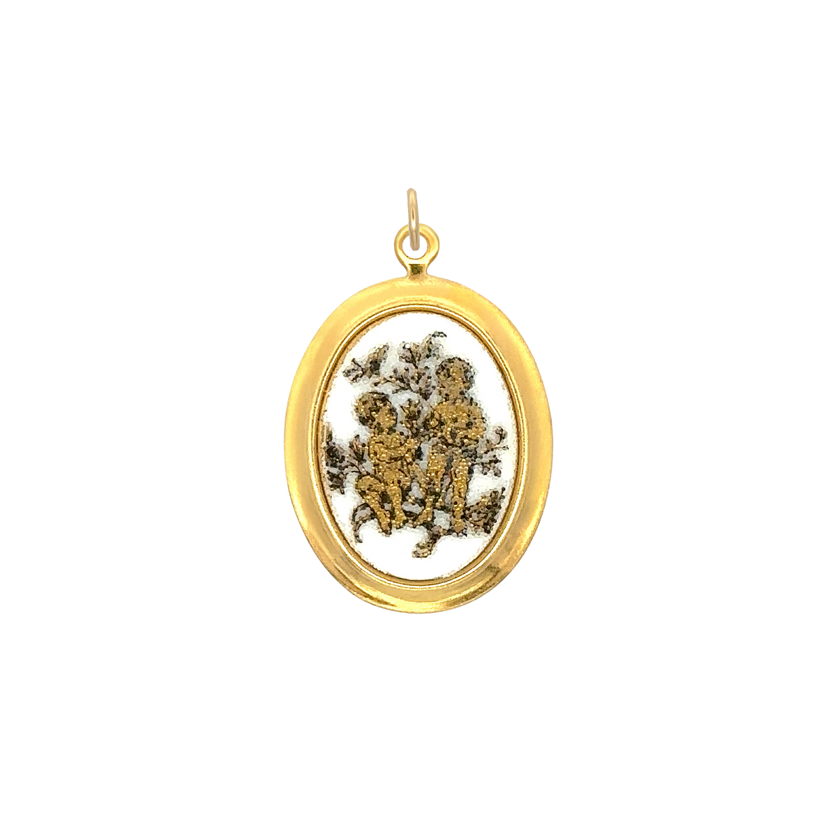 Gemini Vintage White Decal Charm Brass