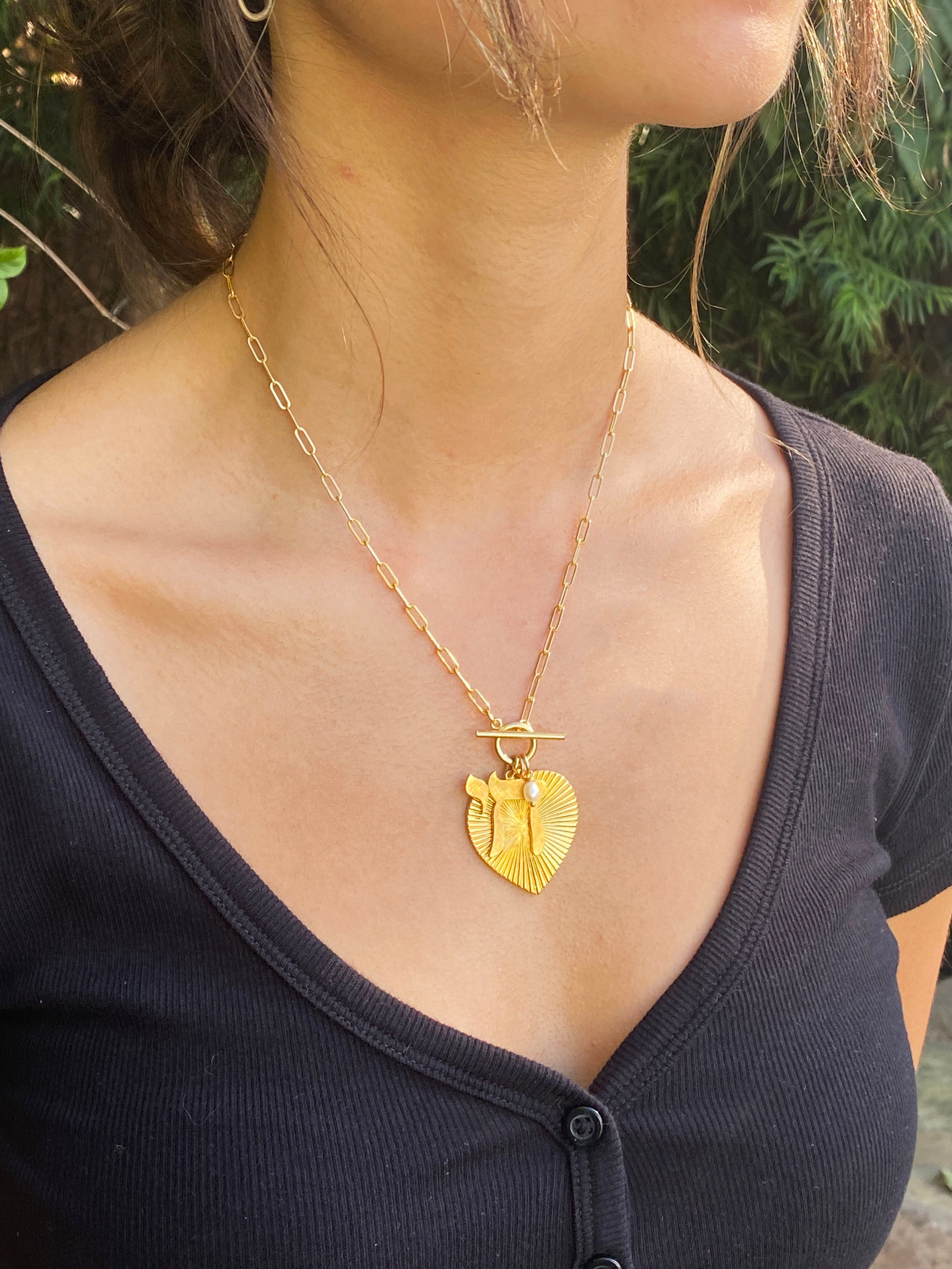 Ribbed Heart with Chai & Freshwater Pearl | ZodiacJules