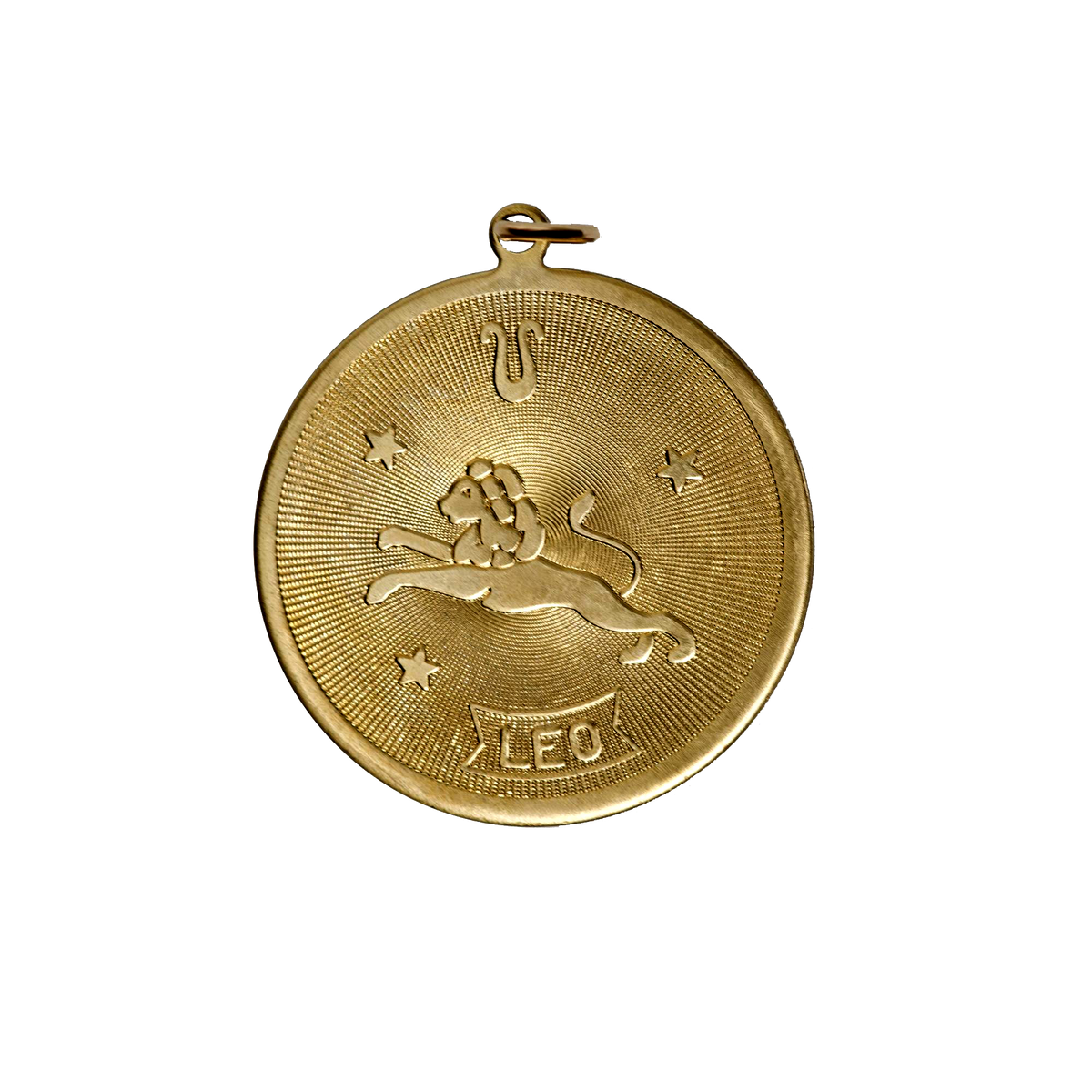 Leo Vintage Circle Charm Brass
