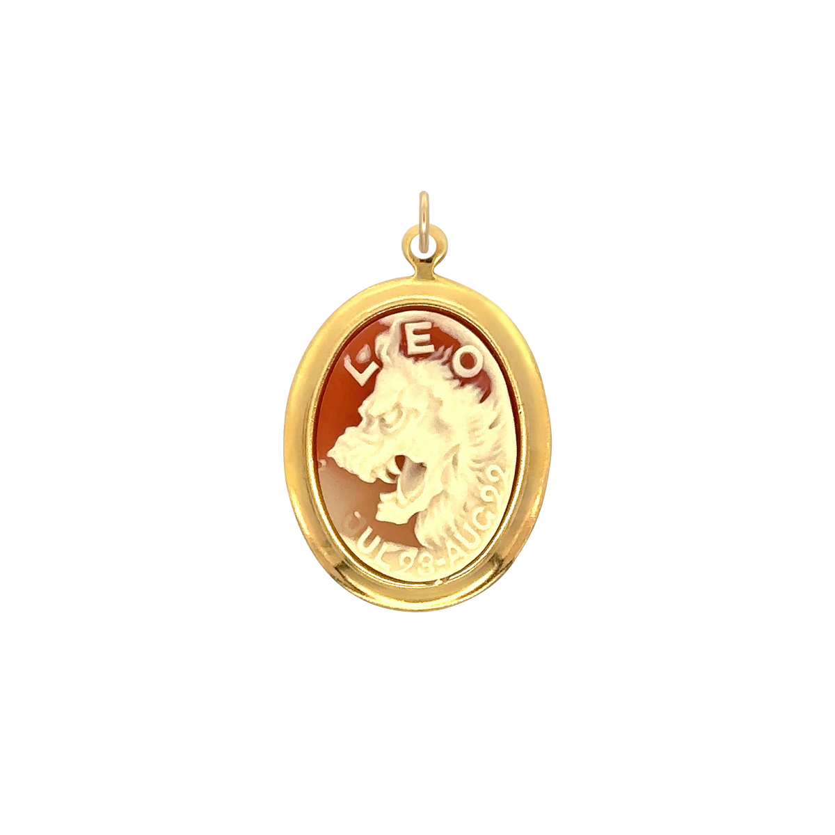 Leo Vintage Cameo Charm Brass