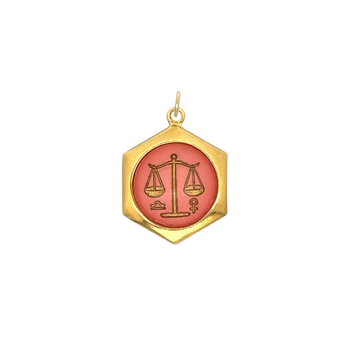 Libra Vintage Glass Charm Small Hexagonal