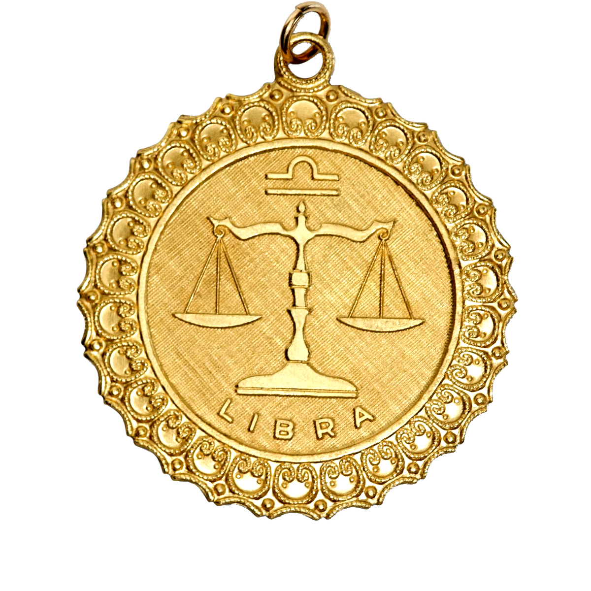Libra Vintage Scalloped Charm Brass