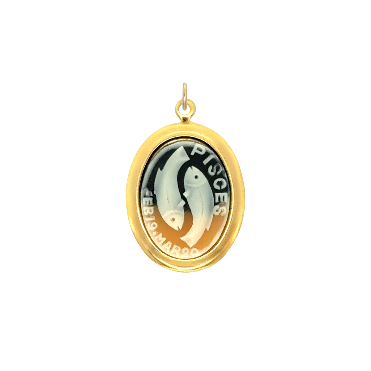Pisces Vintage Cameo Charm Black Brass