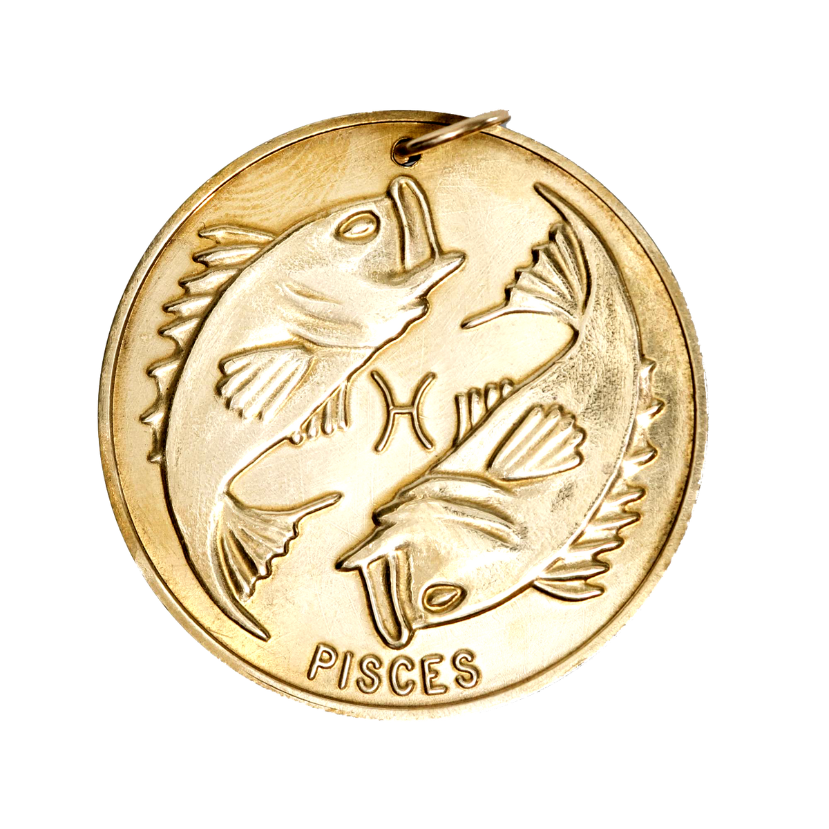 Pisces Vintage Coin Charm Brass