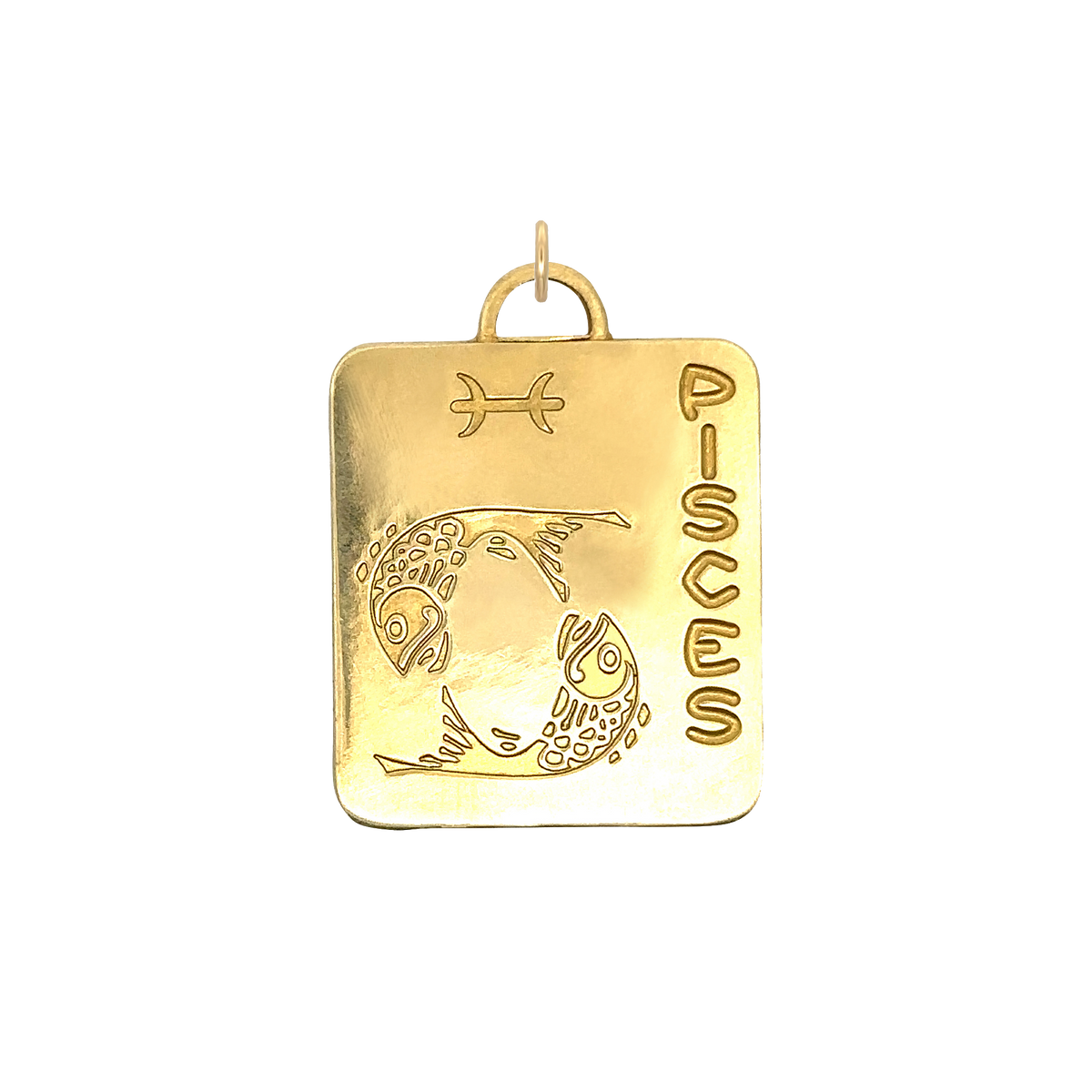Pisces Vintage Dog Tag Charm Brass