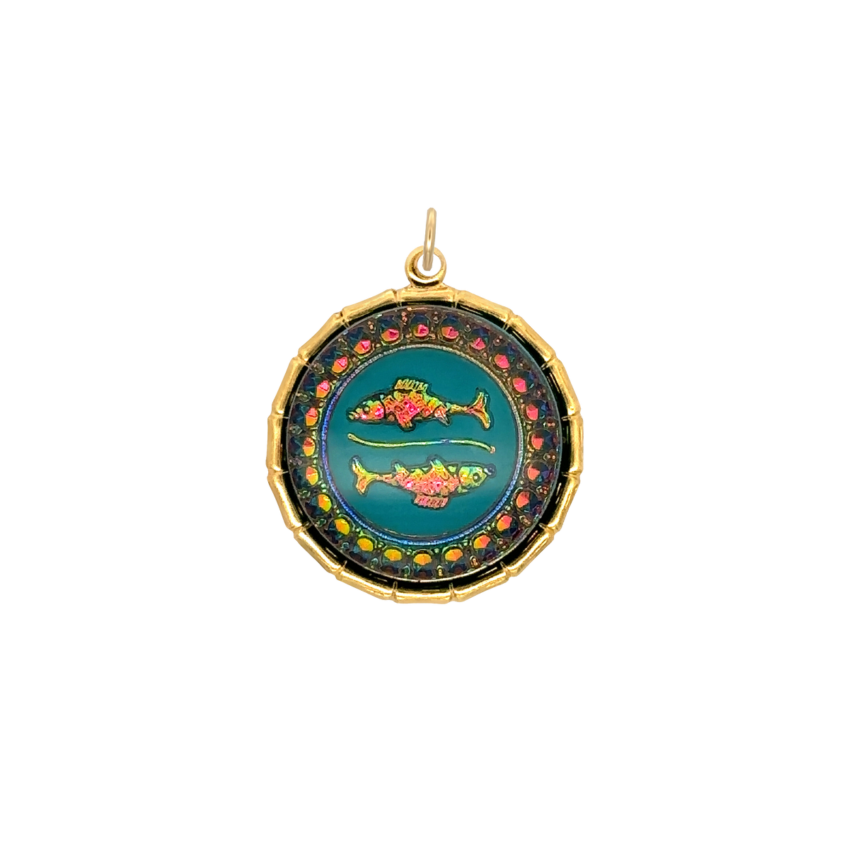 Pisces Vintage Iridescent Charm Brass