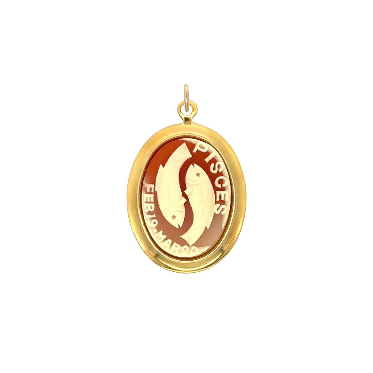 Pisces Vintage Cameo Charm Brass
