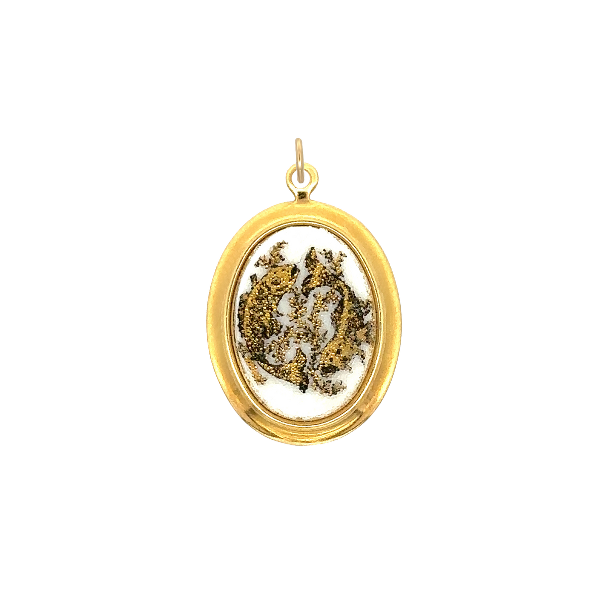 Pisces Vintage White Decal Charm Brass