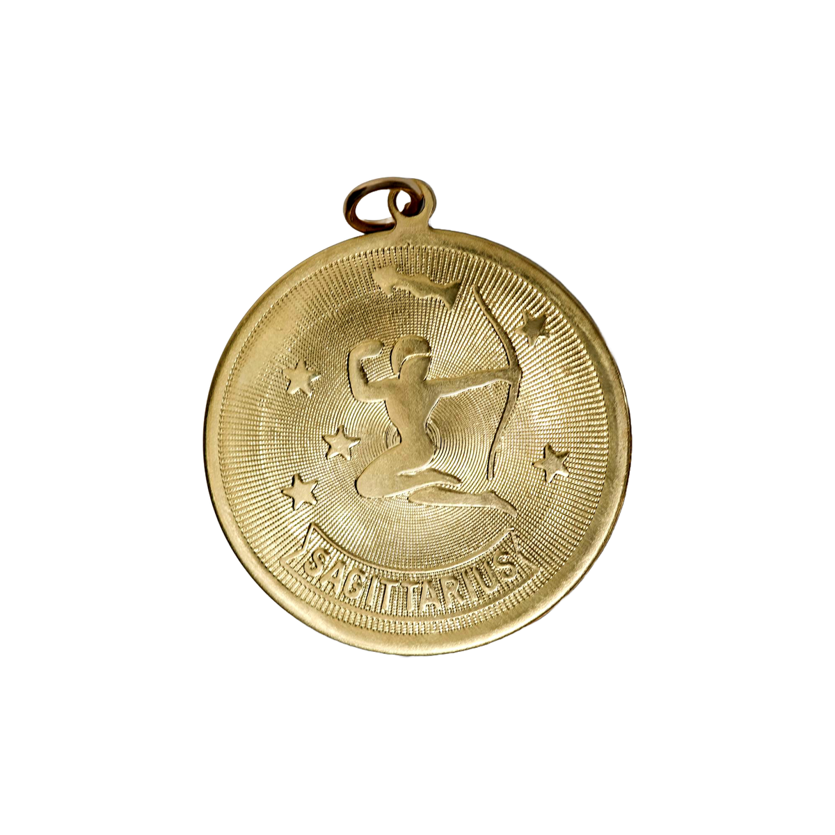 Sagittarius Vintage Circle Charm Brass