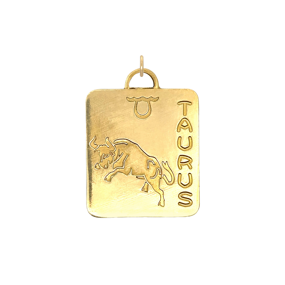 Taurus Vintage Dog Tag Charm Brass