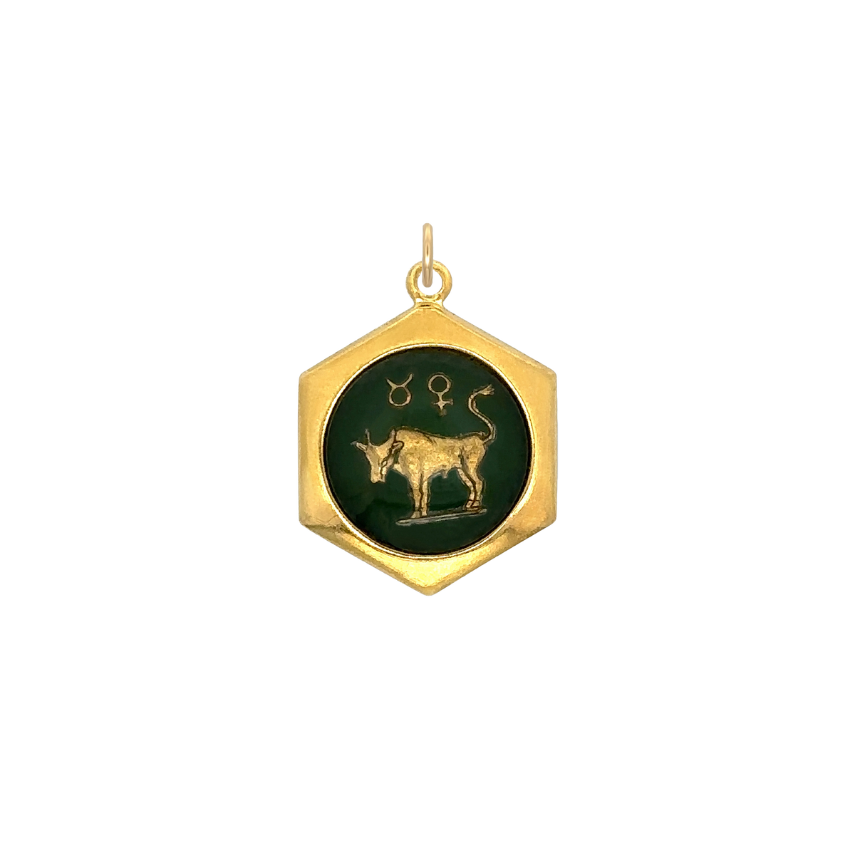 Taurus Vintage Glass Charm Small Hexagonal