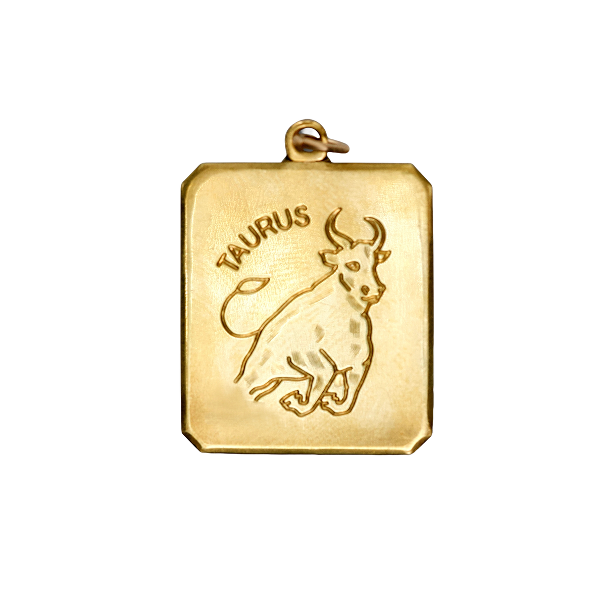 Taurus Vintage Rectangle Charm Brass