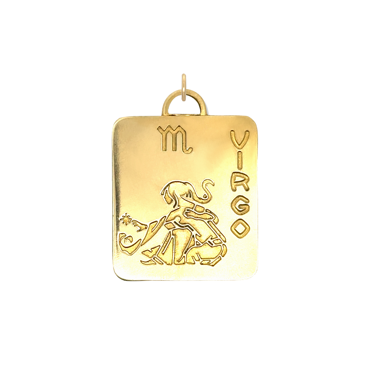 Virgo Vintage Dog Tag Charm Brass