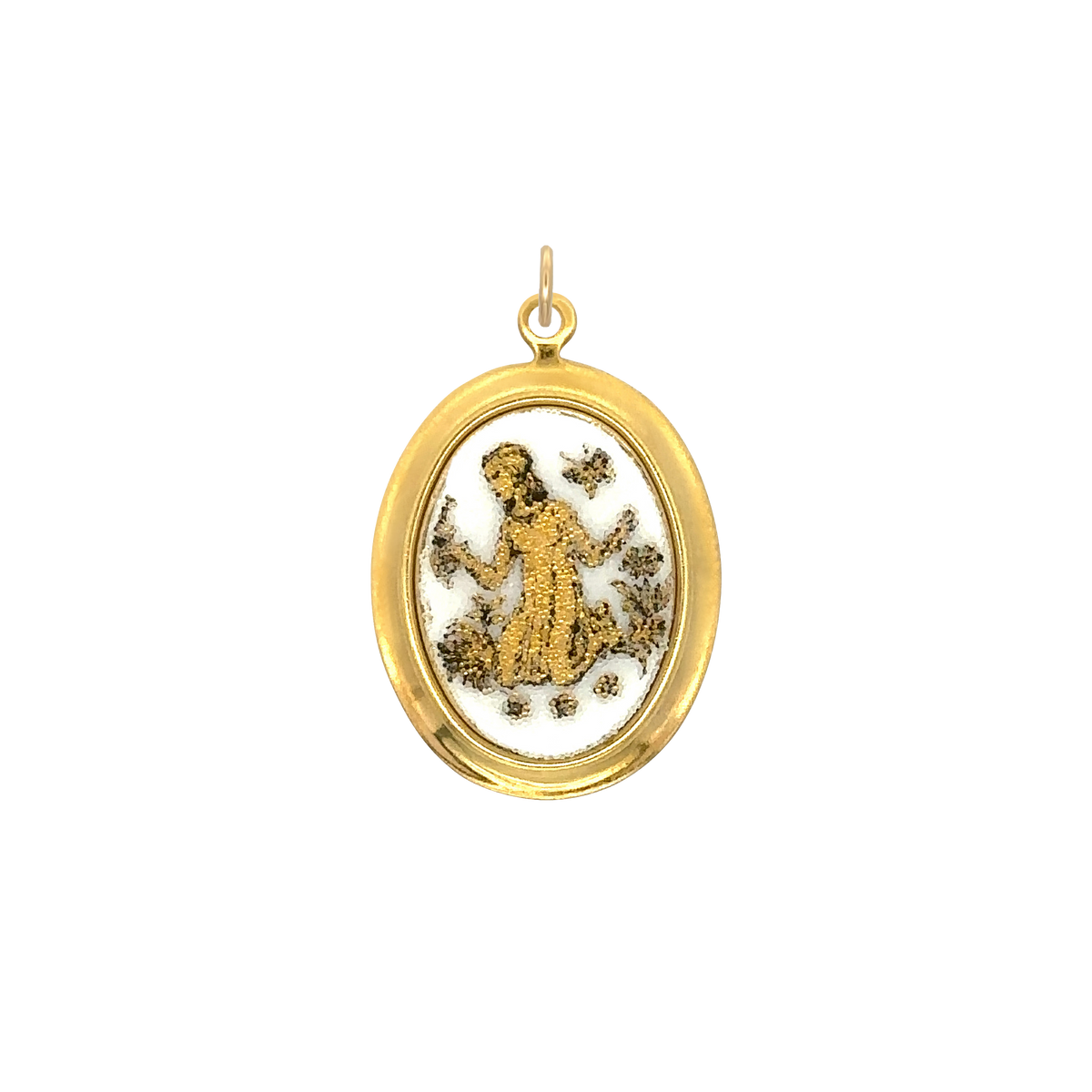Virgo Vintage White Decal Charm Brass