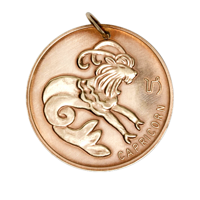 Capricorn Vintage Coin Charm Brass