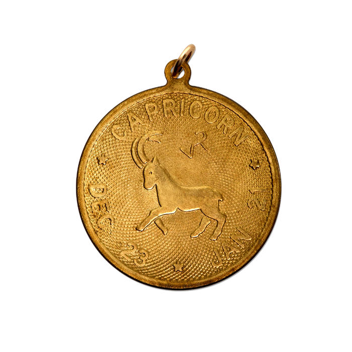 Capricorn Vintage Dates Charm Brass