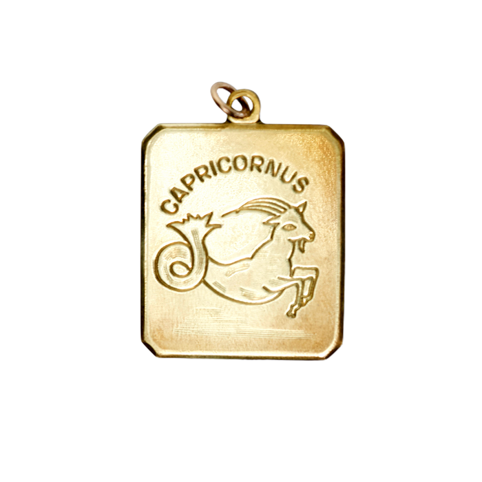 Capricorn Vintage Rectangle Charm Brass