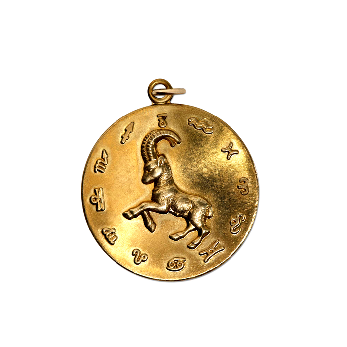 Capricorn Vintage Embossed Charm Brass