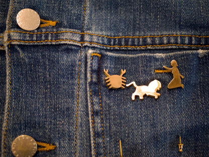Vintage Brass Zodiac Pins
