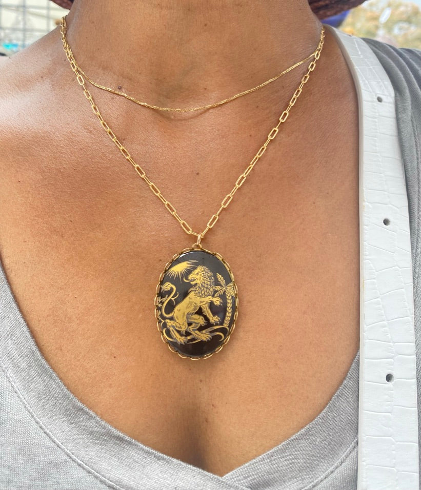 Vintage Large Decal Zodiac Necklace