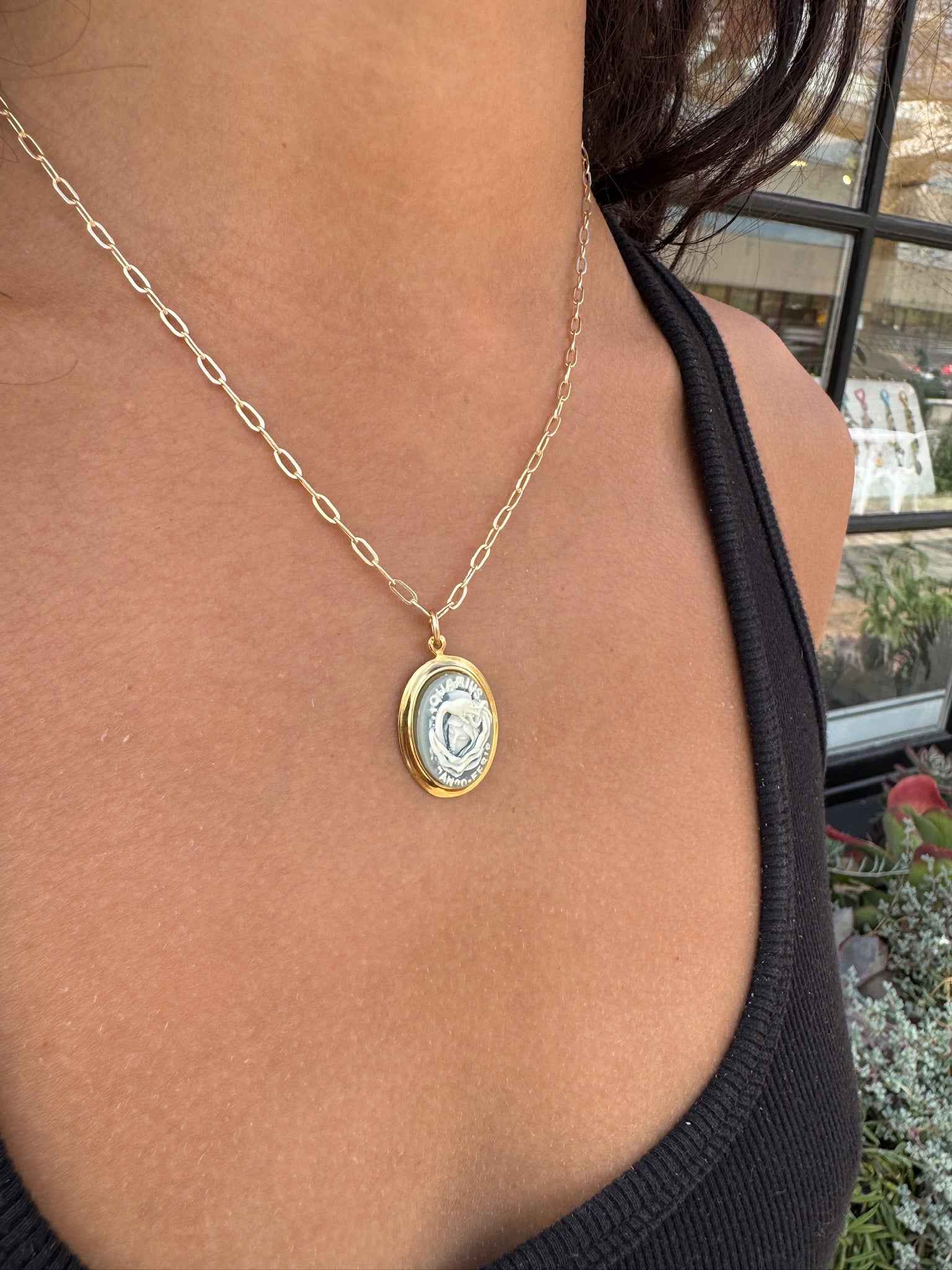 Vintage Blue and White Zodiac Cameo