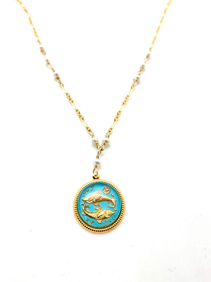 Téa Leoni Pisces Necklace Vintage German Glass | Zodiac Jules