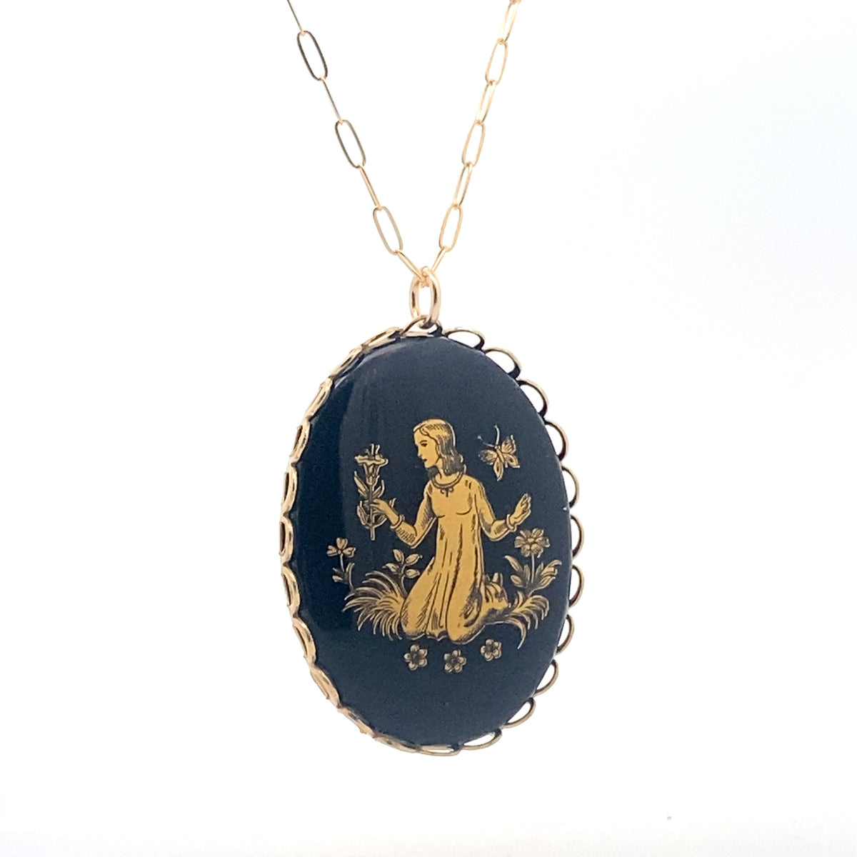 Vintage Large Decal Zodiac Necklace