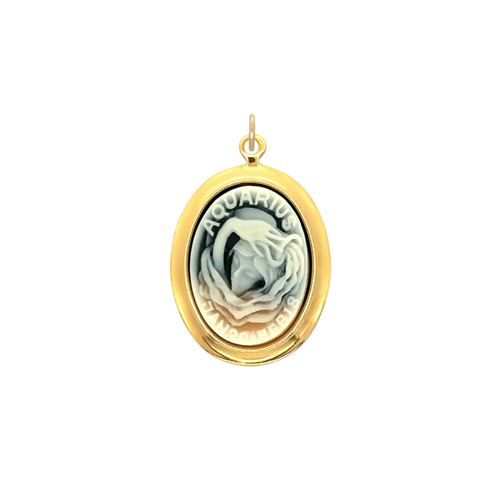 Aquarius Vintage Cameo Charm Black Brass