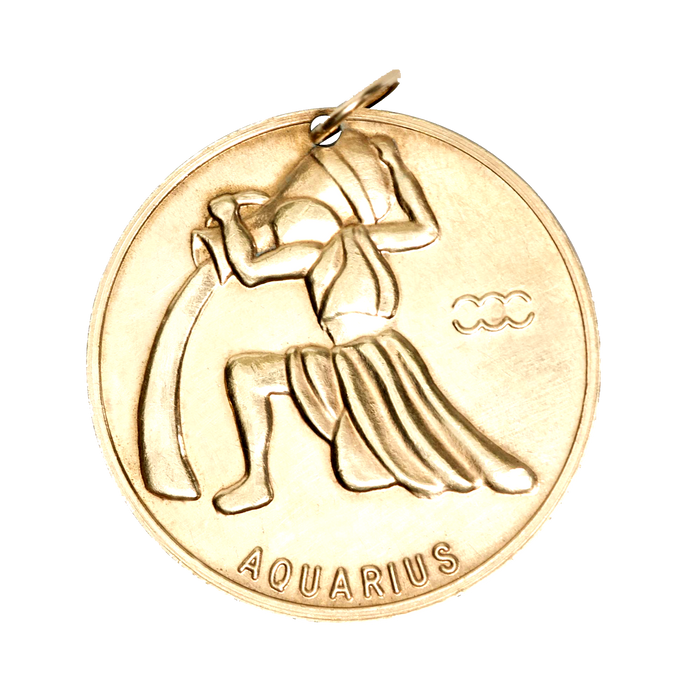 Aquarius Vintage Coin Charm Brass