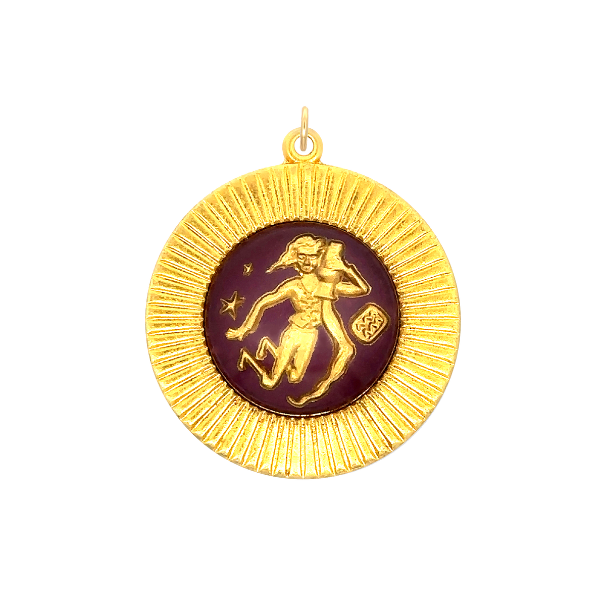 Aquarius Vintage Glass Charm Large