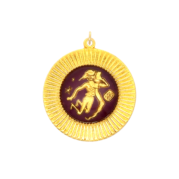 Aquarius Vintage Glass Charm Large