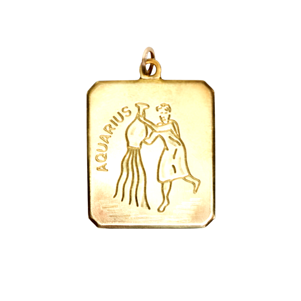 Aquarius Vintage Rectangle Charm Brass