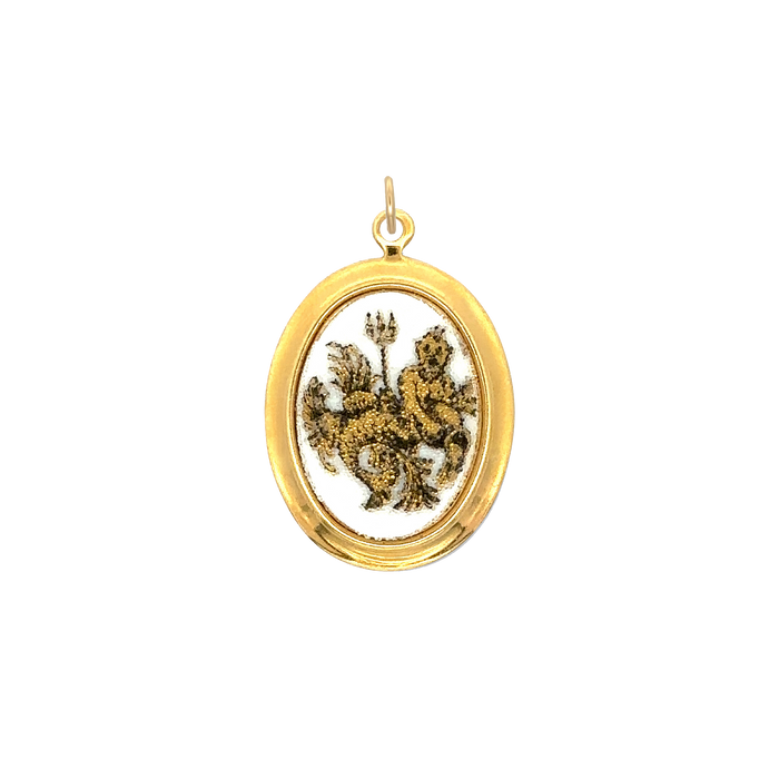Aquarius Vintage White Decal Charm Brass