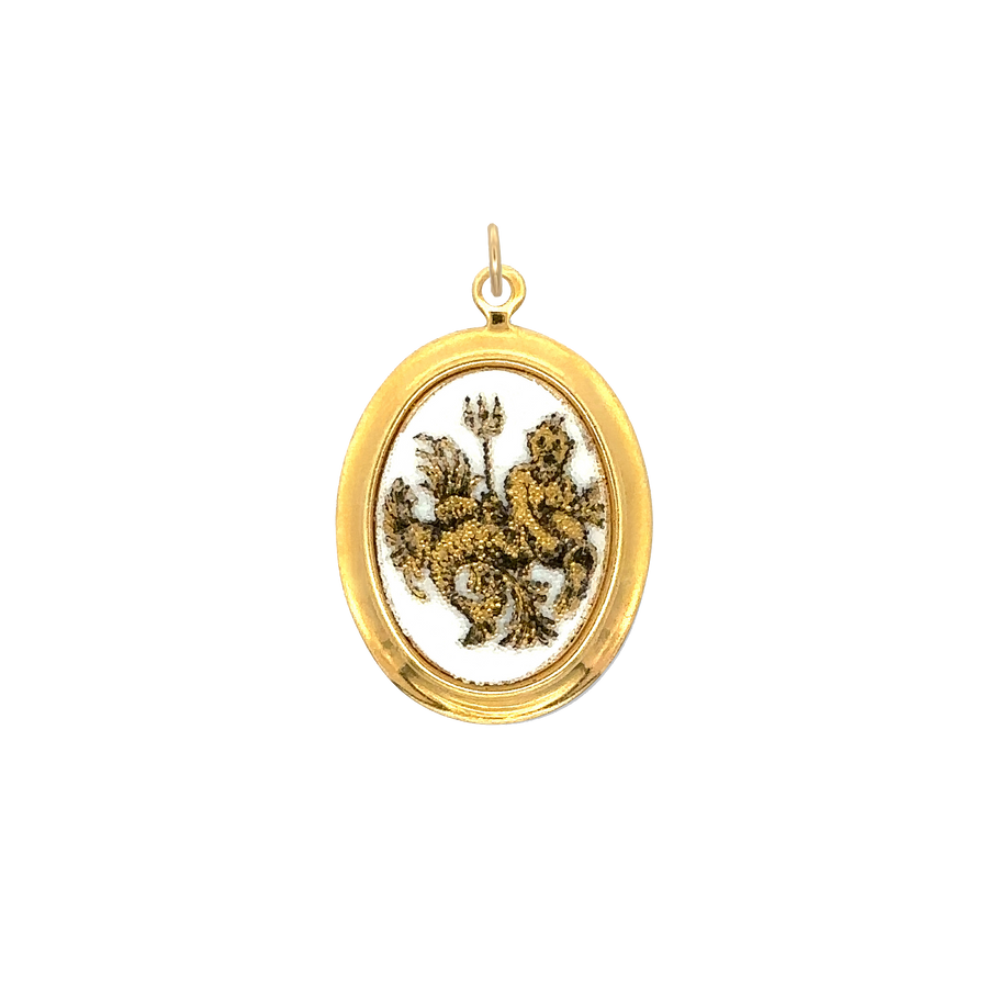 Aquarius Vintage White Decal Charm Brass