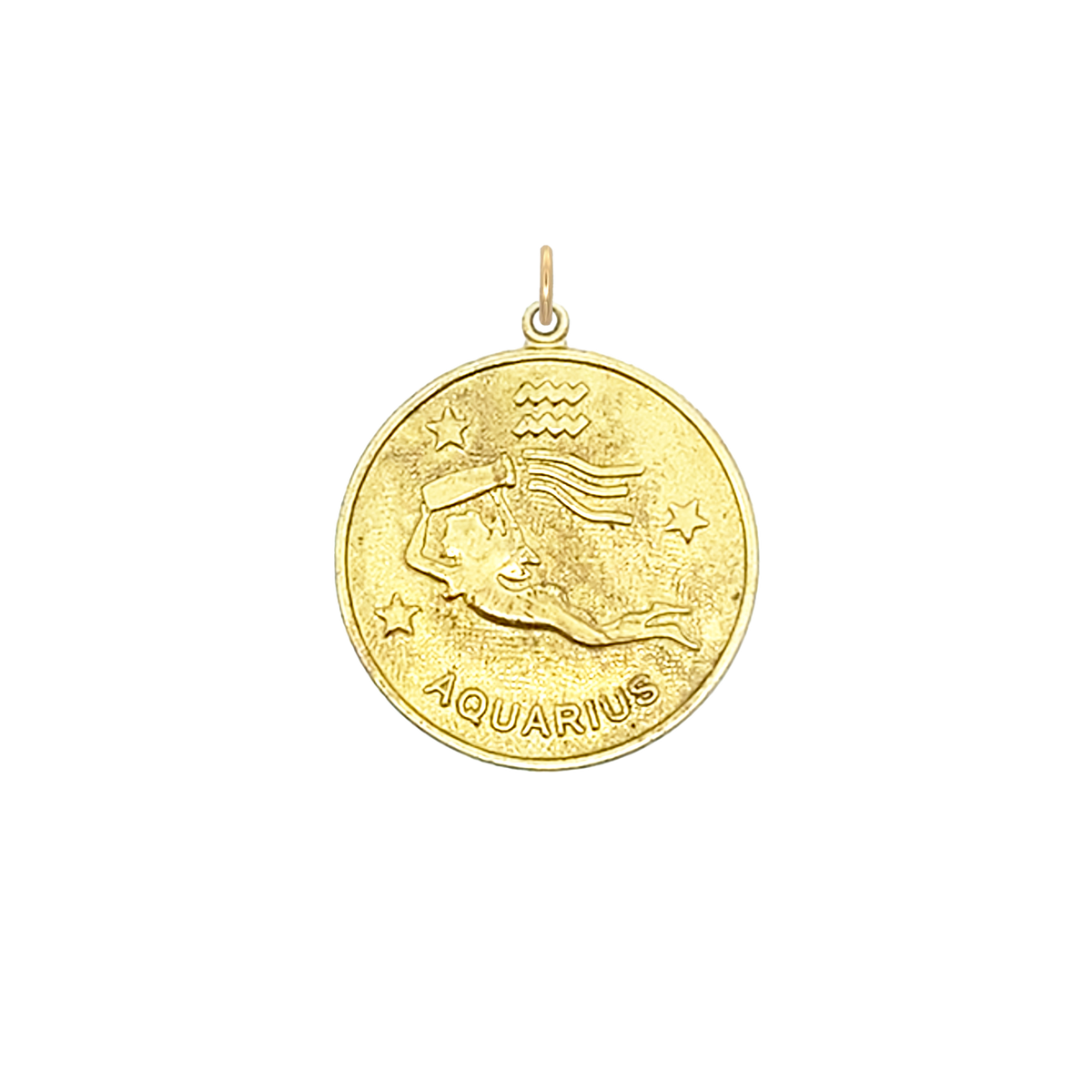 Aquarius Vintage Star Zodiac Charm Brass