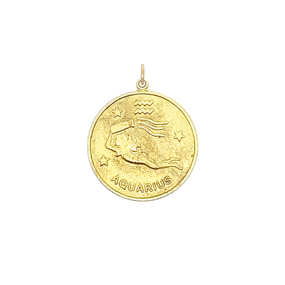 Aquarius Vintage Star Zodiac Charm Brass